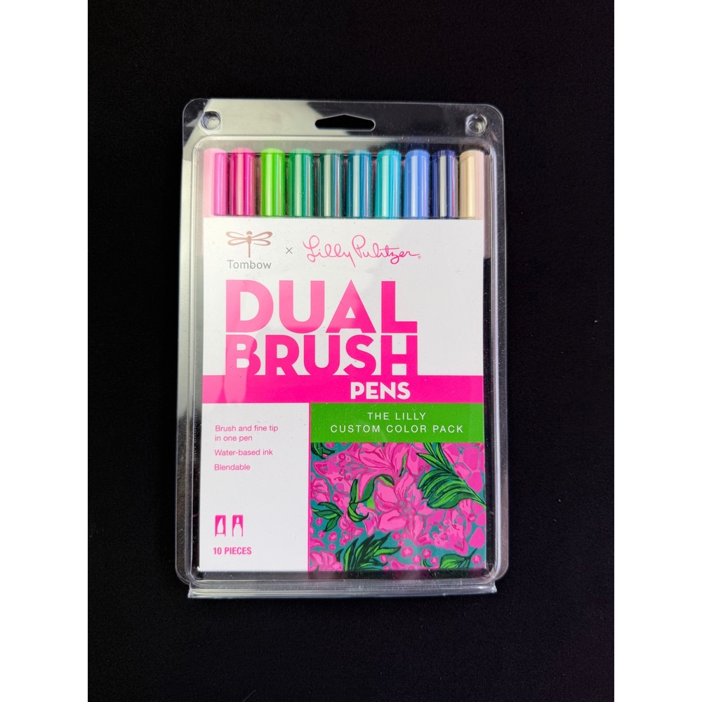 Tombow Lilly Pulitzer Dual Brush Pens 10 Pack Water Based Art Markers New Floral